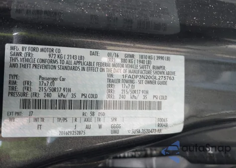 2016 Ford Focus Titanium z USA, uszkodzony, nr VIN 1FADP3N20GL275763